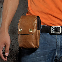 Leather Belt Pouch Mens Waist Bag Small Case for Men