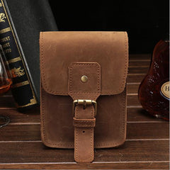 Leather Belt Pouch Mens Waist Bag Small Case for Men