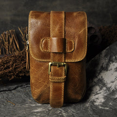 Leather Belt Pouch Mens Waist Bag Small Case for Men