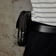 Leather Belt Pouch Mens Waist Bag Small Case for Men