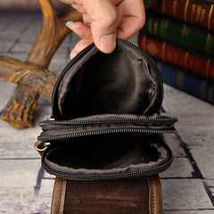 Leather Belt Pouch Mens Waist Bag Small Case for Men