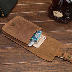 Leather Belt Pouch Mens Waist Bag Small Case for Men