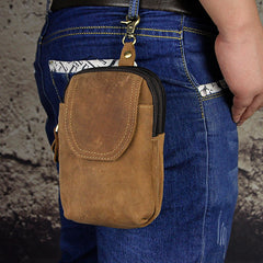 Leather Belt Pouch Mens Waist Bag Small Case for Men
