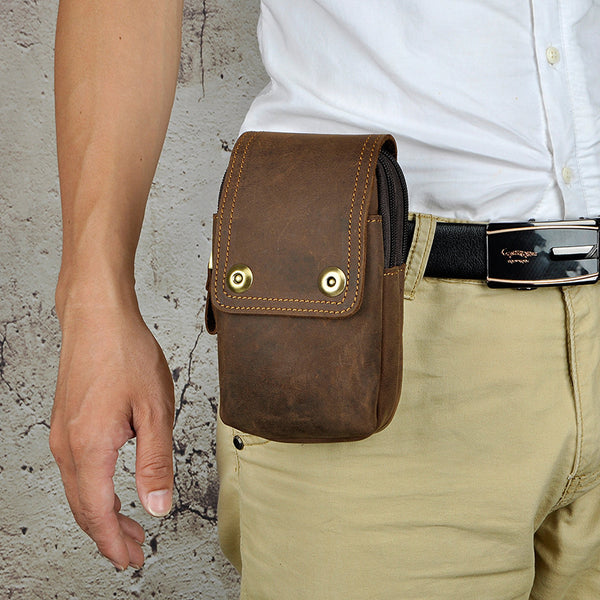 Leather Belt Pouch Mens Leather Phone Holster  Leather Cell Phone Holster Belt Holster For Phone