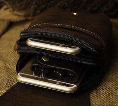 Leather Belt Pouch Mens Waist Bag Small Case for Men