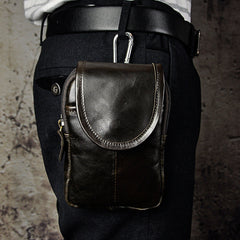 Leather Belt Pouch Mens Waist Bag Small Case for Men