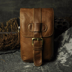 Leather Belt Pouch Mens Waist Bag Small Case for Men