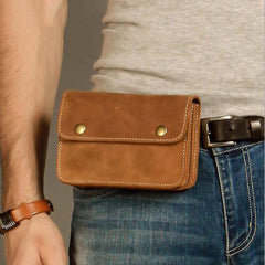 Leather Belt Pouch Mens Waist Bag Small Case for Men
