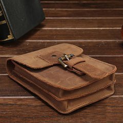 Leather Belt Pouch Mens Waist Bag Small Case for Men
