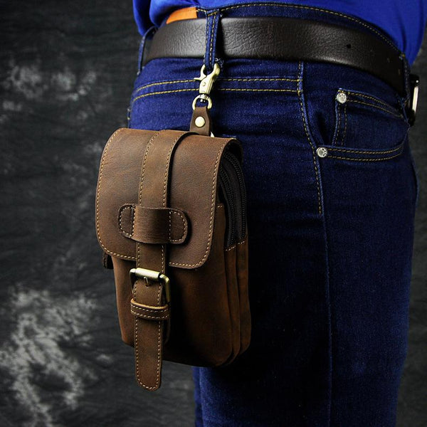 Vintage Leather Cigarette Cases Belt Pouches for Men Waist Bag BELT BAG For Men - iwalletsmen