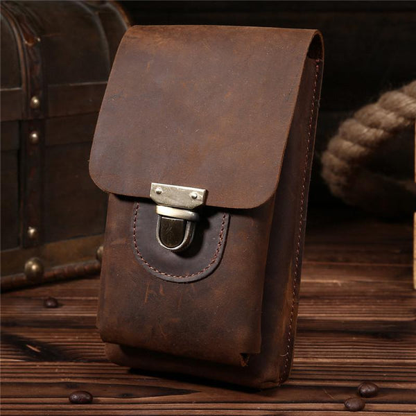 Cool Leather Cell Phone Holster Belt Pouch for Men Waist Bag BELT BAGs For Men - iwalletsmen
