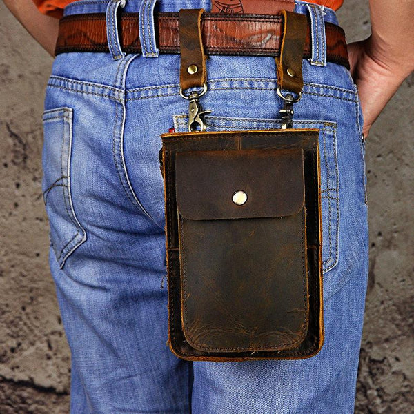 Leather Belt Pouch for Men Waist Bags Cell Phone Holsters BELT BAG Shoulder Bags For Men - iwalletsmen