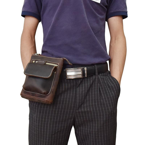 Cool Leather Cell Phone Holsters Belt Pouch for Men Waist Bag BELT BAG Shoulder Bag For Men - iwalletsmen