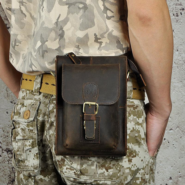 Leather Belt Pouch for Men Waist Bag Cell Phone Holsters BELT BAG Shoulder Bags For Men - iwalletsmen