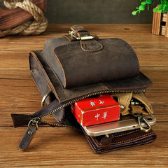 Leather Belt Pouch for Men Waist Bag Cell Phone Holsters BELT BAG Shoulder Bags For Men - iwalletsmen