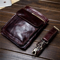 Mens Leather Belt Pouch Shoulder Bag Waist Bag BELT BAG Cell Phone Holster For Men - iwalletsmen