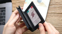 Leather Black Coffee Mens Small Card Wallet Coin Wallet Front Pocket Wallet for Men - iwalletsmen