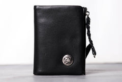 Leather Black Men Slim Small Wallet Bifold Small Wallet for Men