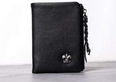 Leather Black Men Slim Small Wallet Bifold Small Wallet for Men
