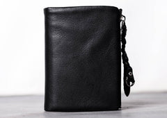 Leather Black Men Slim Small Wallet Bifold Small Wallet for Men