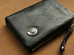 Leather Black Men Slim Small Wallet Bifold Small Wallet for Men