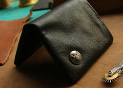 Leather Black Men Slim Small Wallet Bifold Small Wallet for Men