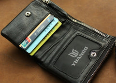Leather Black Men Slim Small Wallet Bifold Small Wallet for Men