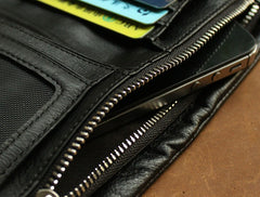 Leather Black Men Slim Small Wallet Bifold Small Wallet for Men