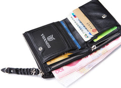 Leather Black Men Slim Small Wallet Bifold Small Wallet for Men