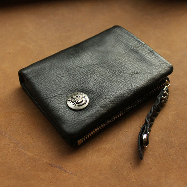 Leather Black Men Slim Small Wallet Bifold Small Wallet for Men