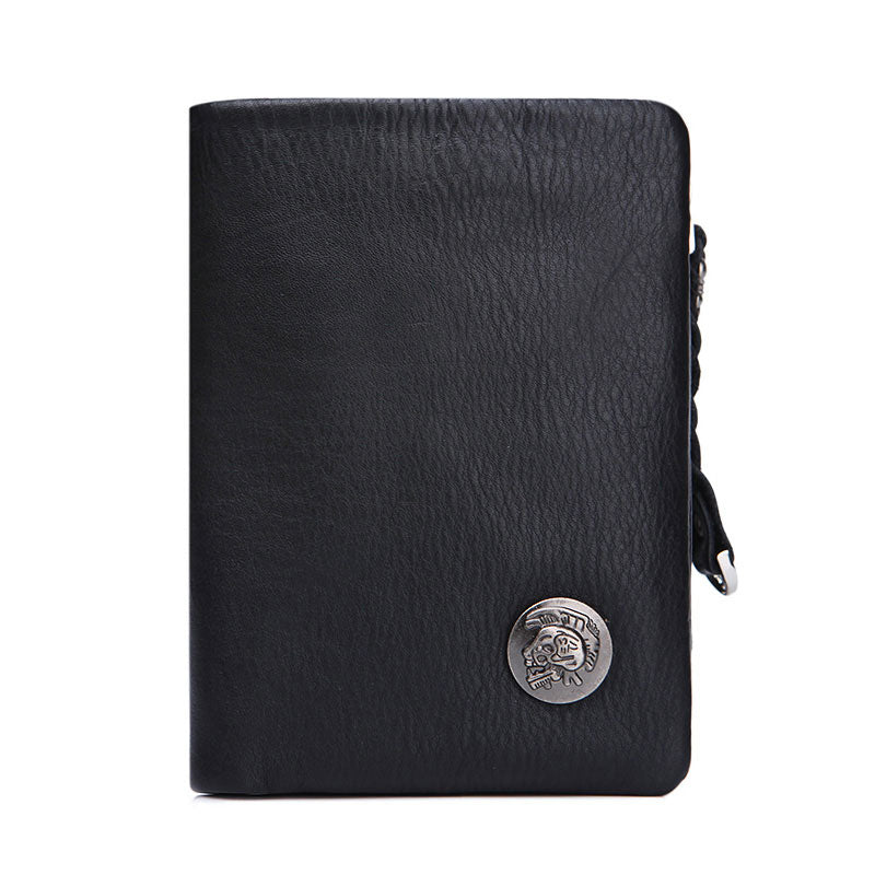 Leather Black Men Slim Small Wallet Bifold Small Wallet for Men