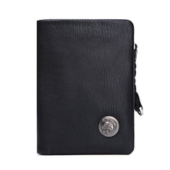 Leather Black Men Slim Small Wallet Bifold Small Wallet for Men