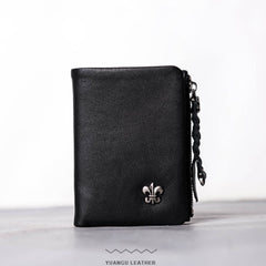 Leather Black Men Slim Small Wallet Bifold Small Wallet for Men