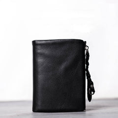 Leather Black Men Slim Small Wallet Bifold Small Wallet for Men