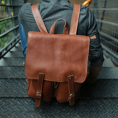 Leather Brown Mens Backpack Cool Travel Backpacks Laptop Backpack for men - iwalletsmen