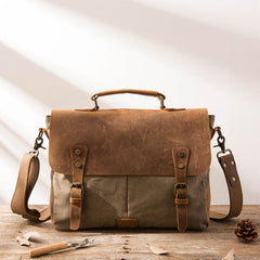 Leather Canvas Messenger Bags for men Vintage Shoulder Bag for men - iwalletsmen