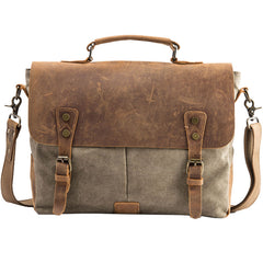 Leather Canvas Messenger Bags for men Vintage Shoulder Bag for men - iwalletsmen