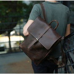 Leather Coffee Mens Backpack Cool Travel Backpacks Laptop Backpack for men - iwalletsmen