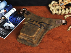 Leather Drop Leg Bag Belt Pouch Mens Waist Bag Shoulder Bag for Men