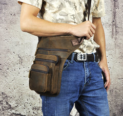 Leather Drop Leg Bag Belt Pouch Mens Waist Bag Shoulder Bag for Men
