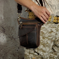 Leather Drop Leg Bag Belt Pouch Mens Waist Bag Shoulder Bag for Men