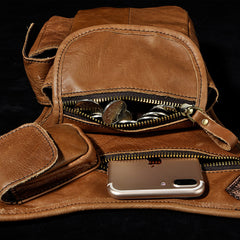 Leather Drop Leg Bag Belt Pouch Mens Waist Bag Shoulder Bag for Men