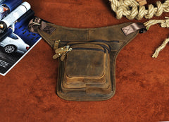 Leather Drop Leg Bag Belt Pouch Mens Waist Bag Shoulder Bag for Men