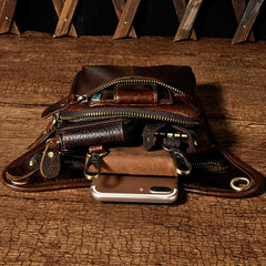 Leather Drop Leg Bag Belt Pouch Mens Waist Bag Shoulder Bag for Men