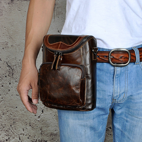 Leather Belt Pouch Mens Waist Bag Shoulder Bag for Men