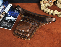 Leather Drop Leg Bag Belt Pouch Mens Waist Bag Shoulder Bag for Men
