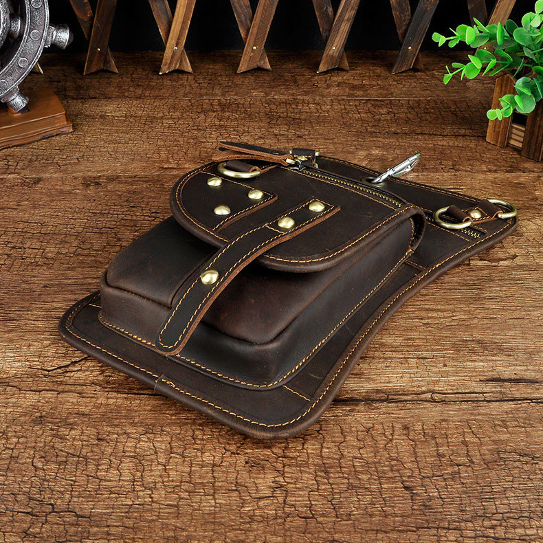  Genuine Leather Thigh Bag Waist Pack Thigh Drop Leg Bag Men  Women Handmade Hip Bag Leg Strap : Handmade Products