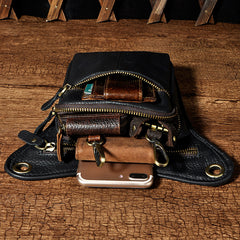 Leather Drop Leg Bag Belt Pouch Mens Waist Bag Shoulder Bag for Men