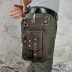 Leather Drop Leg Bag Belt Pouch Mens Waist Bag Shoulder Bag for Men