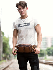 Leather Fanny Pack Mens Waist Bag Hip Pack Belt Bag Bumbag for Men